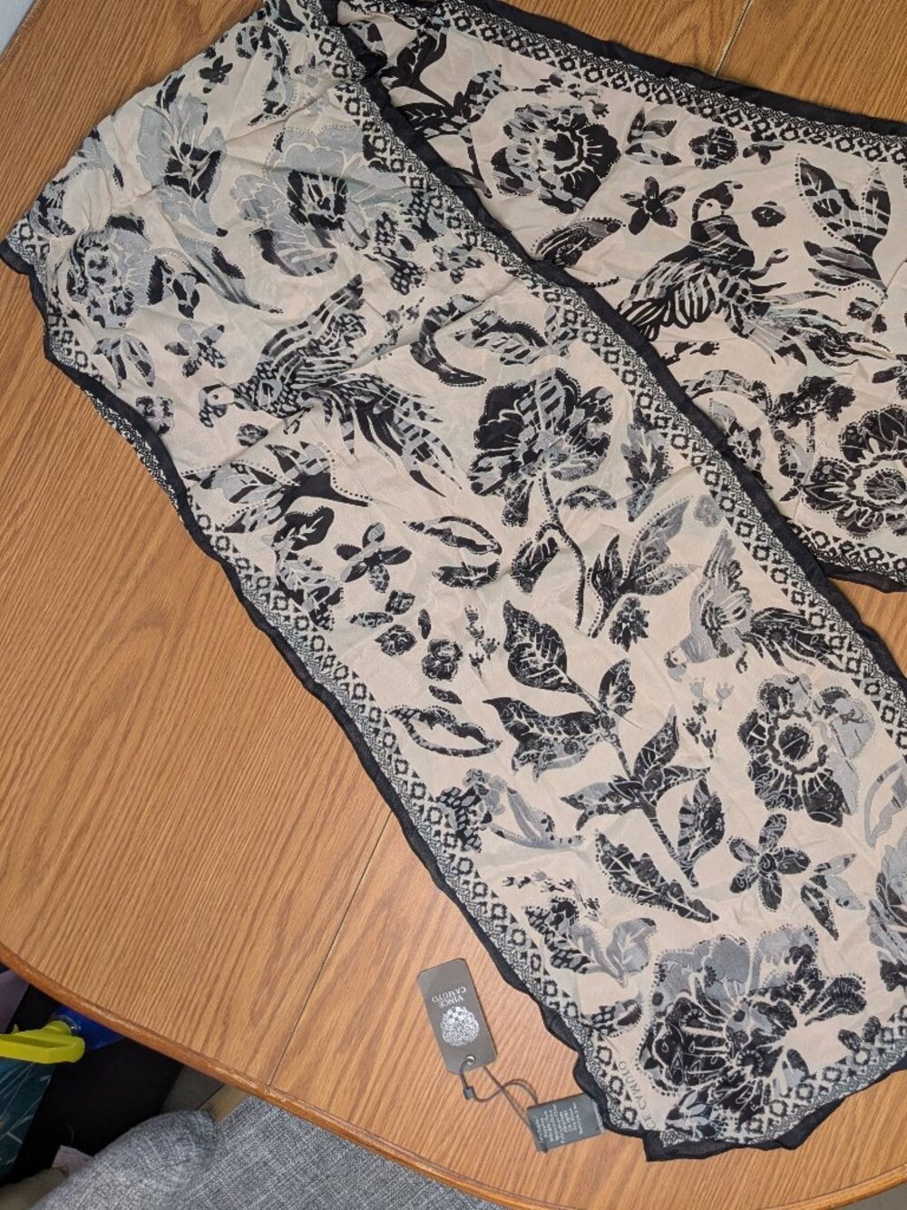 vince camuto NWT hair neck scarf silk blend floral 66" x 13.5"